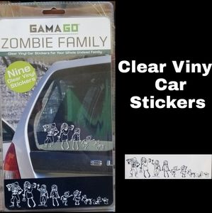 Zombie Family Car Stickers 9 Clear Vinyl Stickers New Sealed Gamago